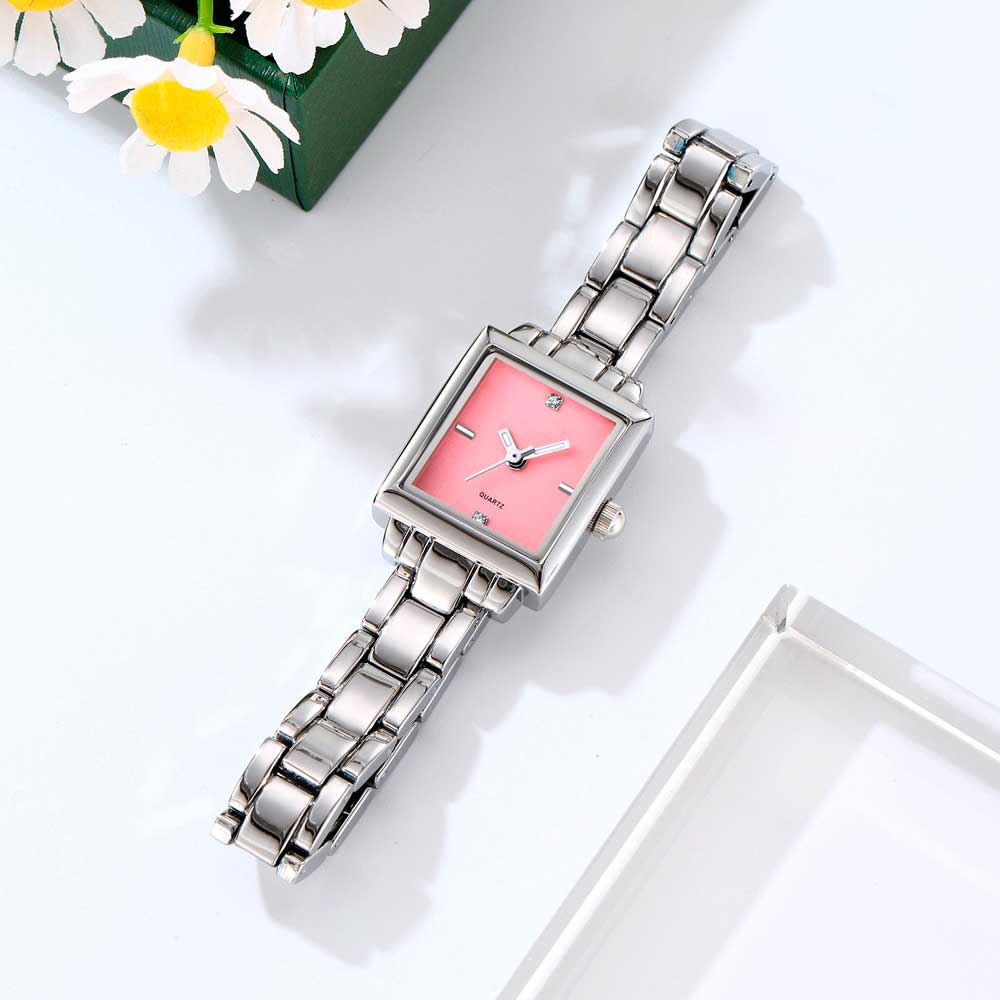 Luxury Square Ladies Quartz Watch – Vintage Minimalist Stainless Steel Wristwatch