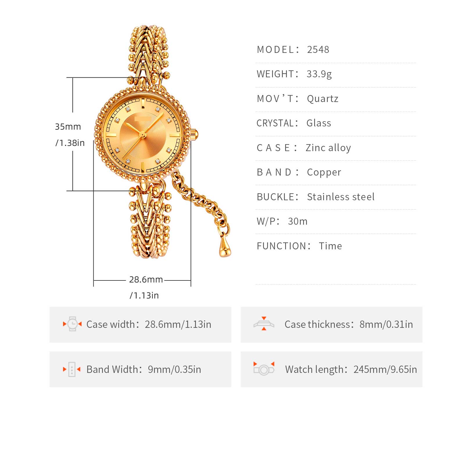 Gold Vintage Women's Quartz Watch – OEM Luxury Watch Manufacturing Factory