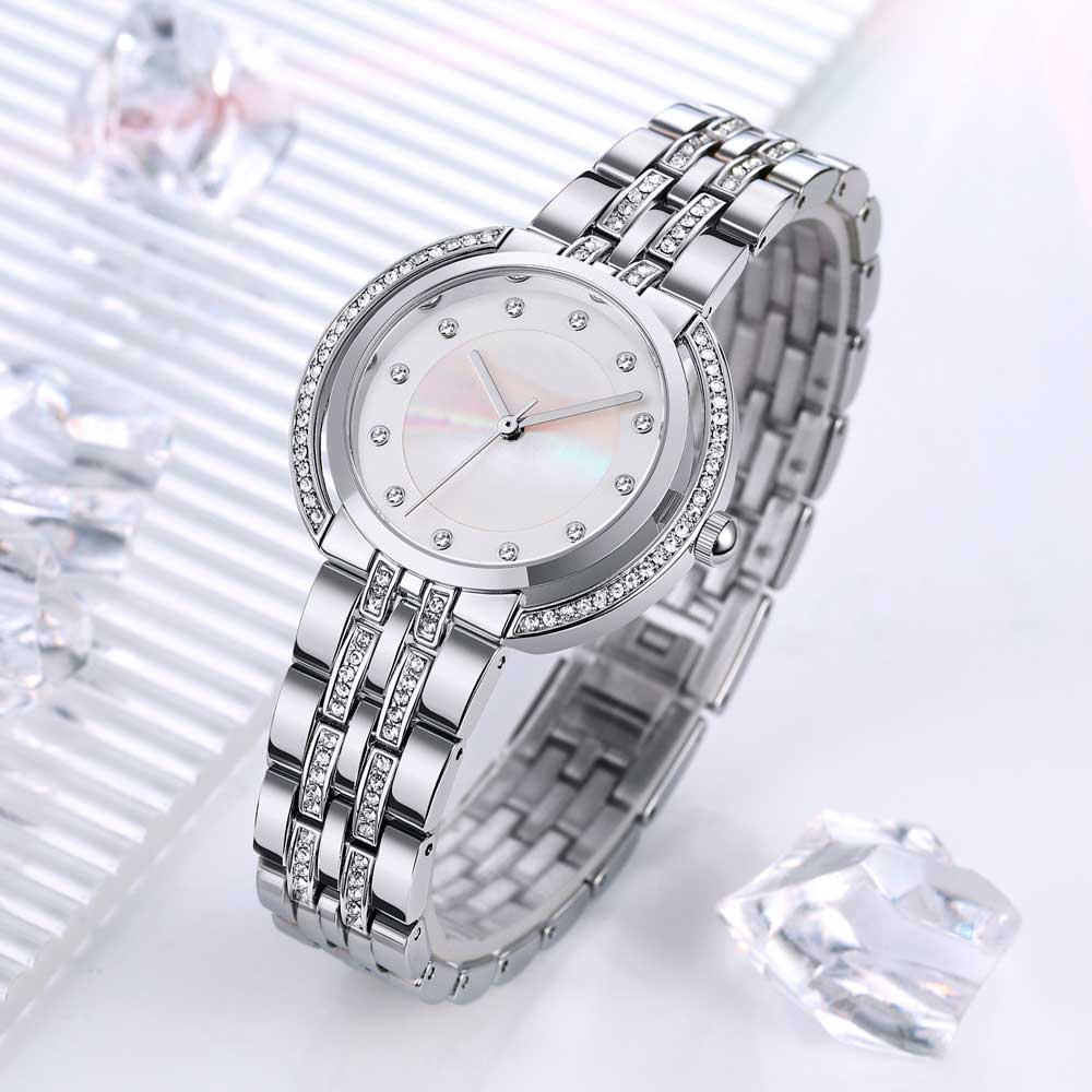 Women's Luxury Coin-Shaped Quartz Watch with Diamond Accents – OEM Custom Watch Manufacturer