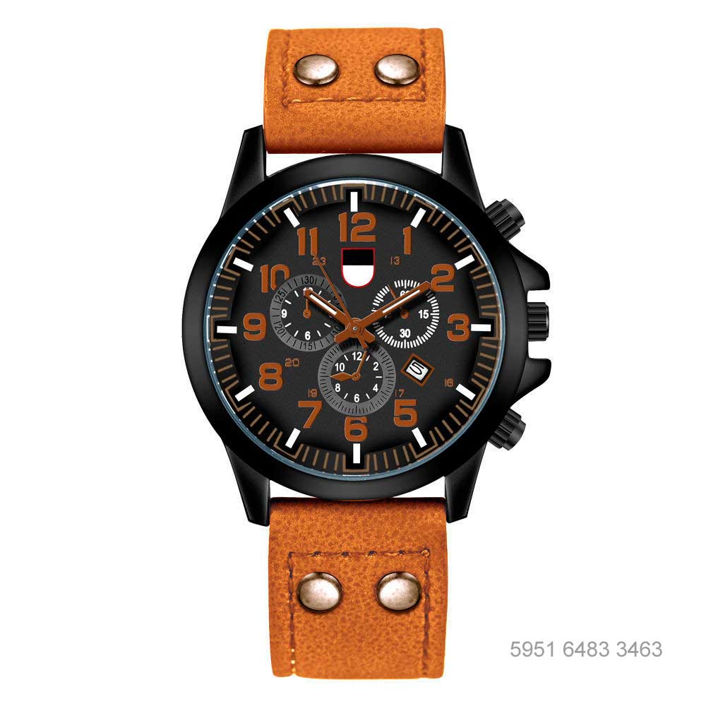 Customizable outdoor tactical camping watch with nubuck leather strap